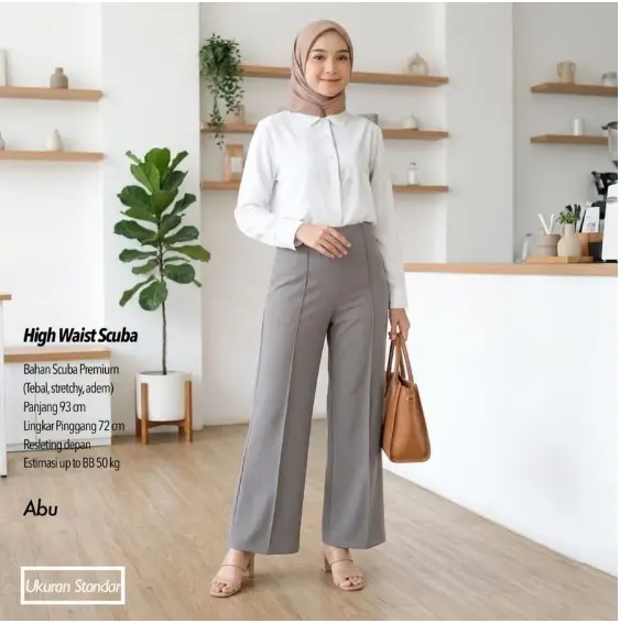 Celana Kulot Wanita Highwaist Scuba Premium Jumbo - Foto 2